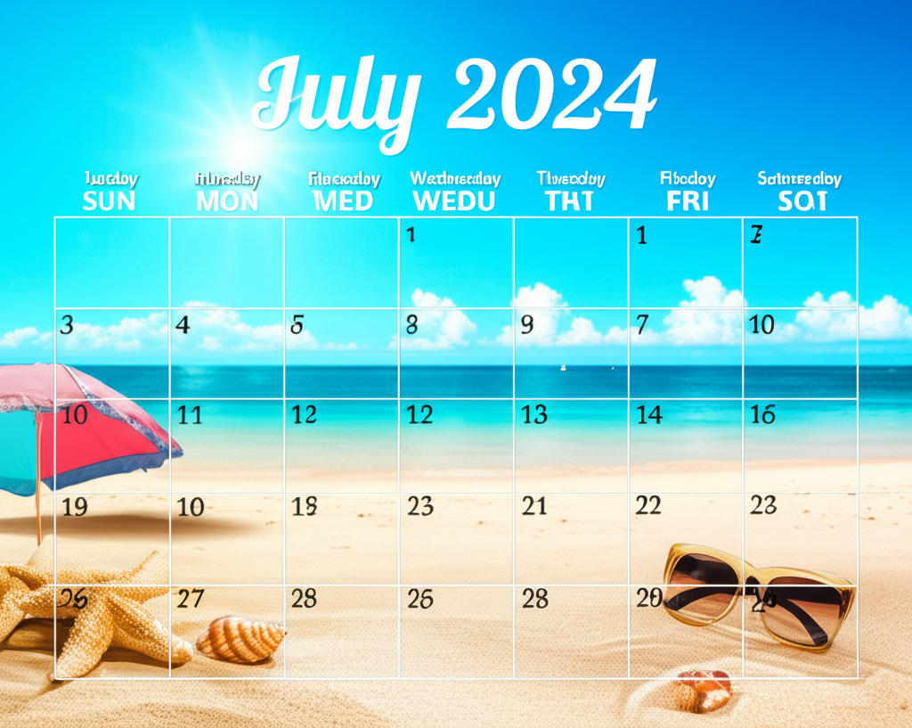 July 2024 Summer Theme Calendar