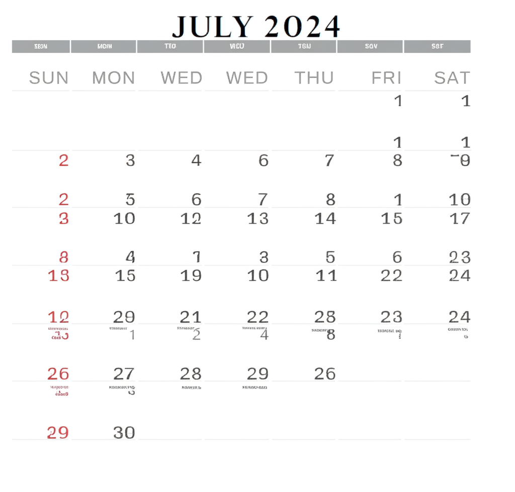 July 2024 Professional Calendar