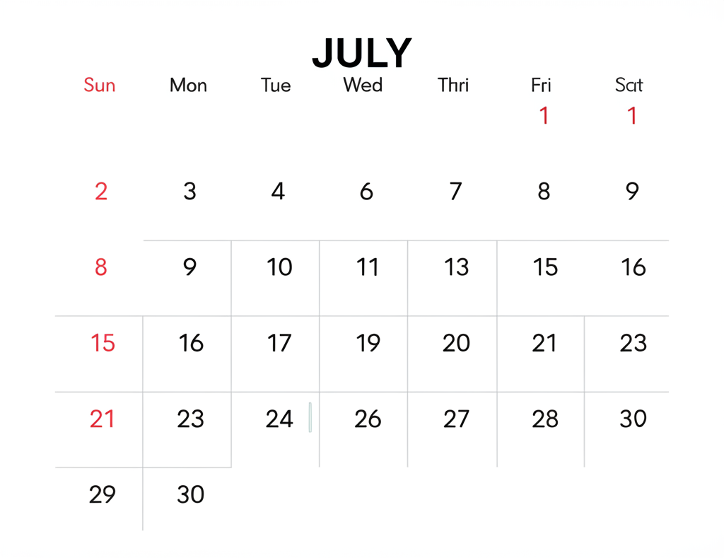 July 2024 Minimalist Calendar