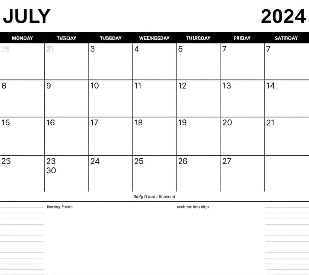 July 2024 Weekly Planner Calendar